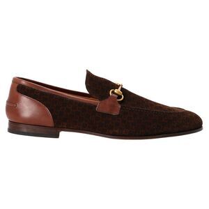Gucci Jordaan Horsebit Loafers in Brown Suede
